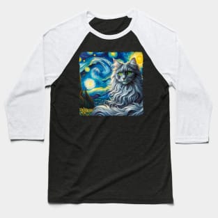 Nebelung Starry Night Inspired - Artistic Cat Baseball T-Shirt